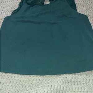Elegant Green Lace Trim Women's Top